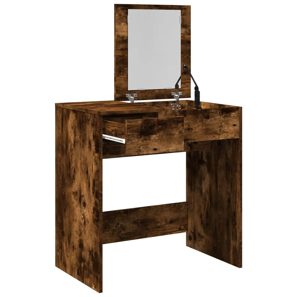 Toeletta | Tavolo da Trucco con Specchio Rovere Fumo 73x46,5x120 cm
