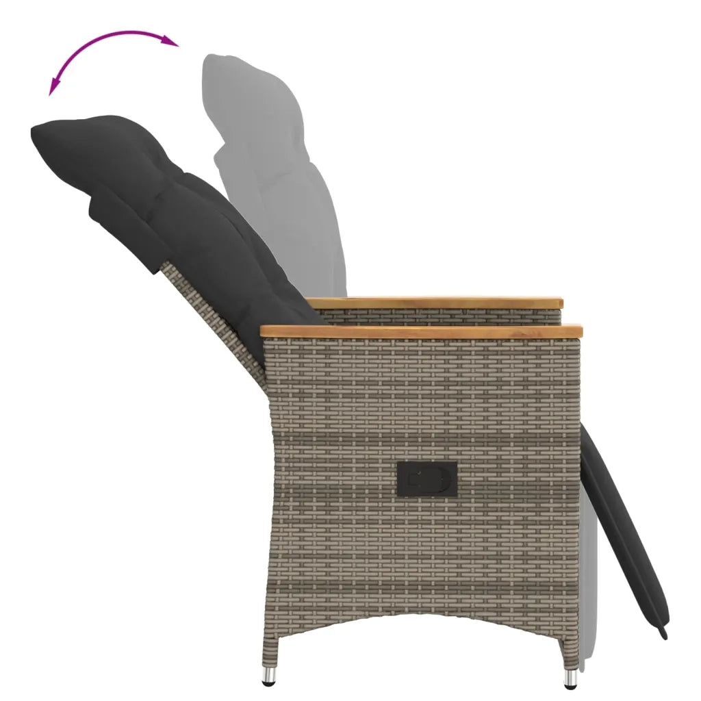 vidaXL Set da Bistrò 3 pz con Cuscini Grigio in Polyrattan