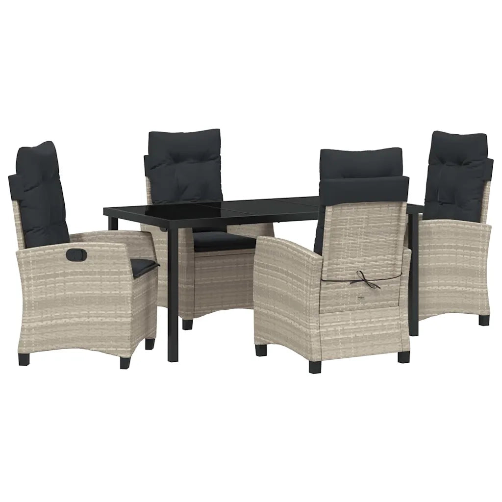 Set da Pranzo per Giardino 5 pcs Grigio chiaro polyrattan 3380410