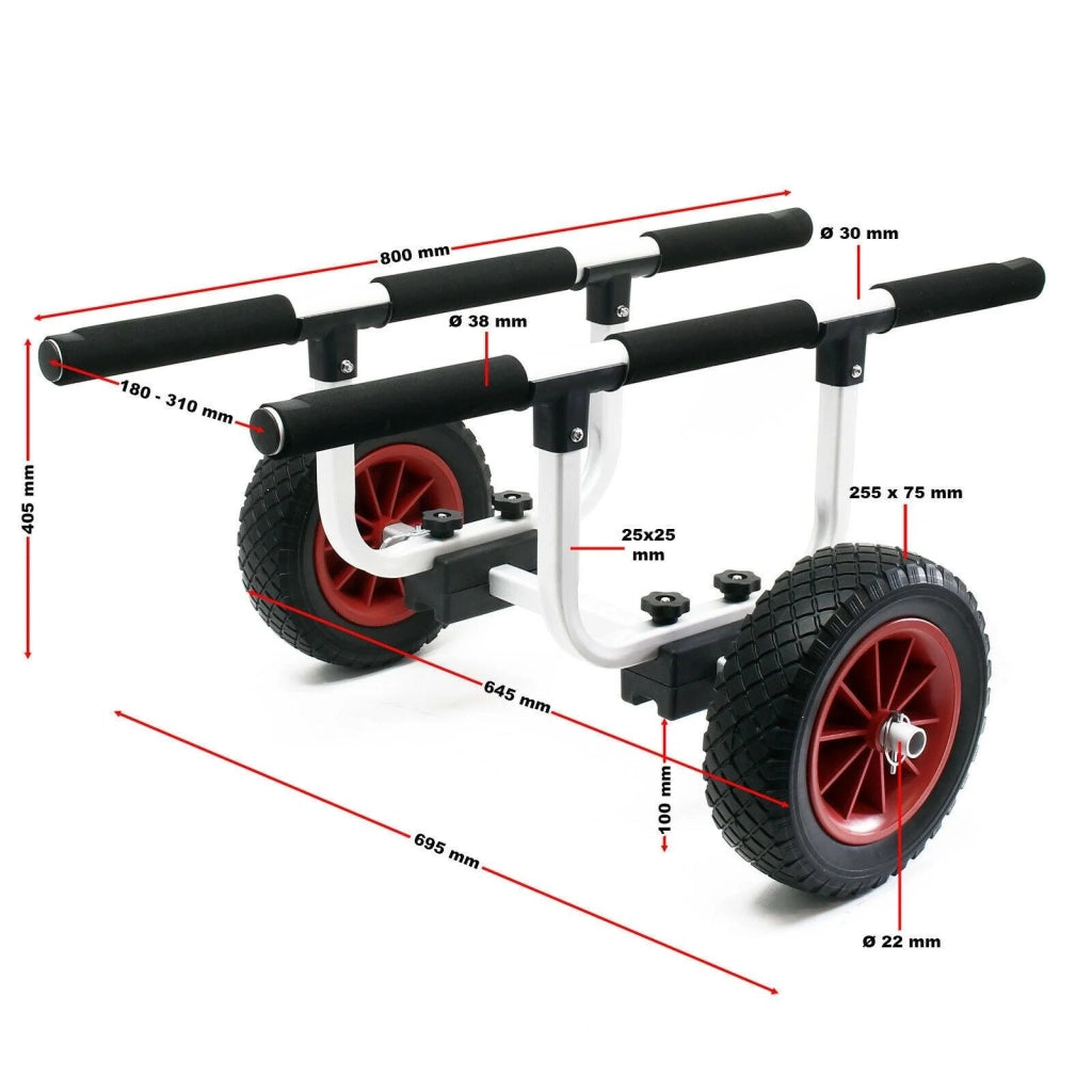 Carrello in alluminio 90 kg ruota pu diametro 26 cm e larghezza supporto regolabile 16_0002565
