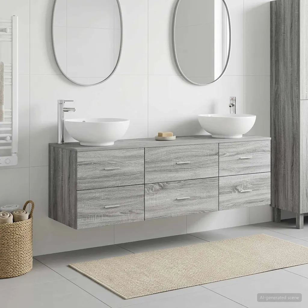 Set di mobili per il bagno 3 pz Sonoma grigio 3405896