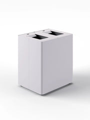Pattumiera a 2 Scomparti Totale 90 L 56x44x 63 cm con Contenitori Interni in Acciaio Verniciato Bianco