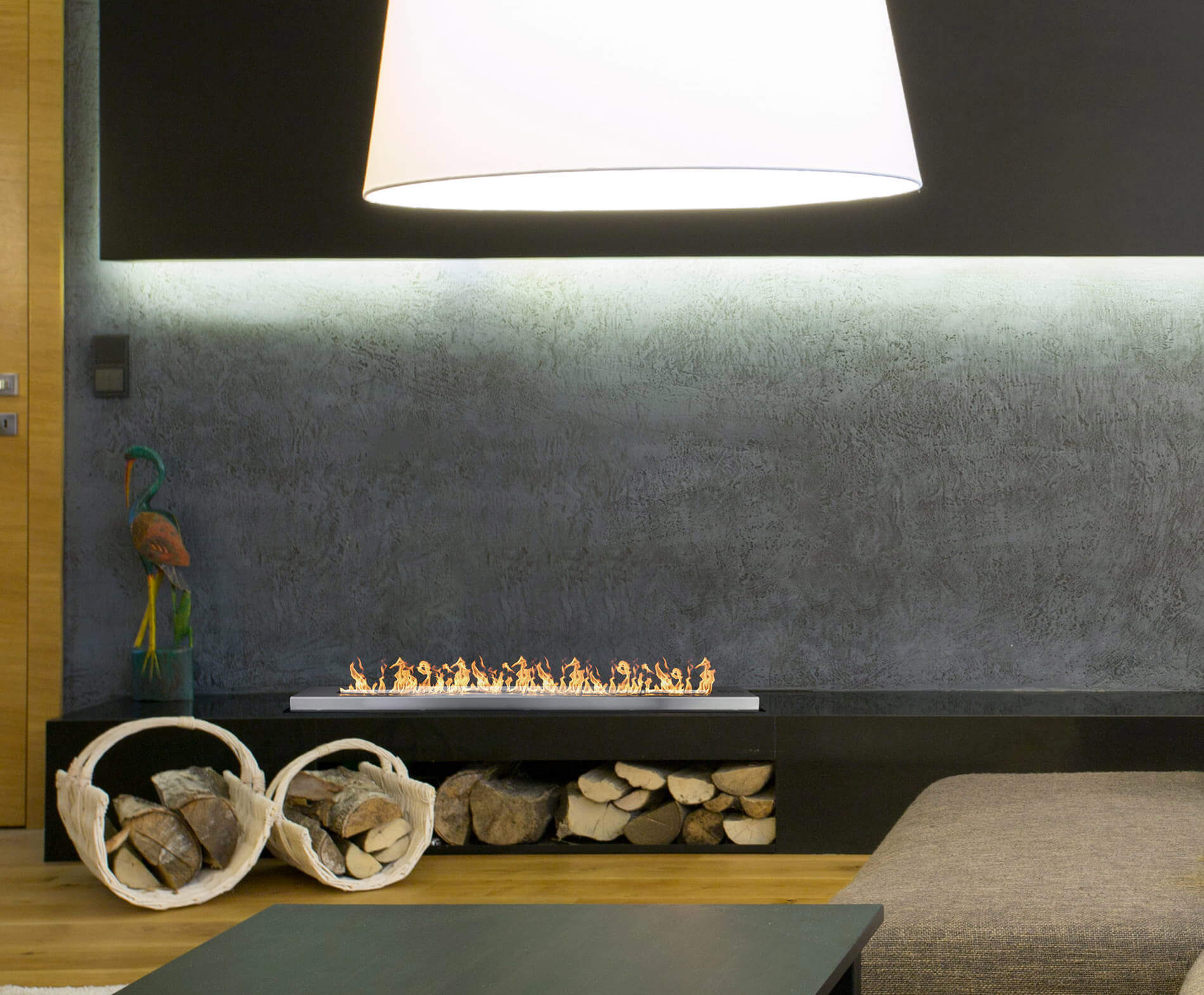 Bruciatore a Bioetanolo per Camini 90x11x5,3 cm 1,7 Litri Silver