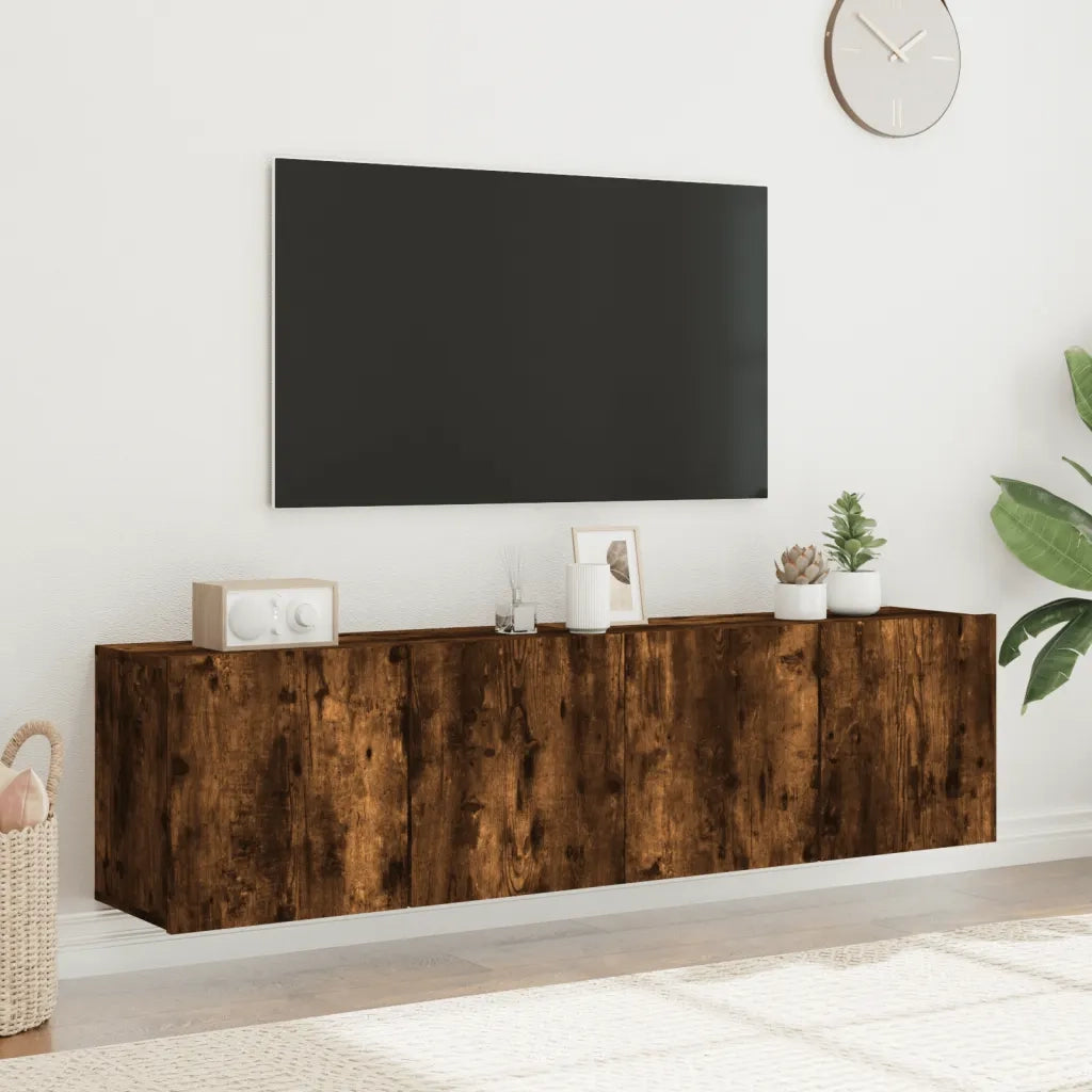 Mobili TV a Parete 2pz Rovere Fumo 80x30x41 cm 836961