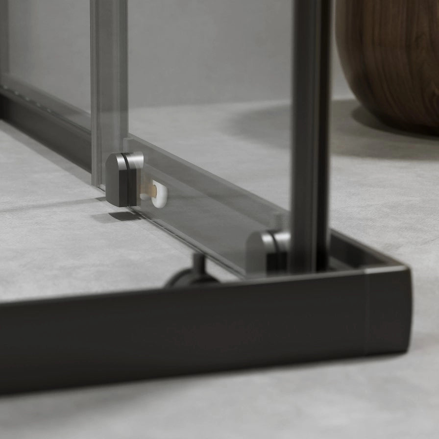 Box Doccia 80x120 Cm Scorrevole Profili Nero Opaco h190 Cristallo 6mm Trasparente | Neat