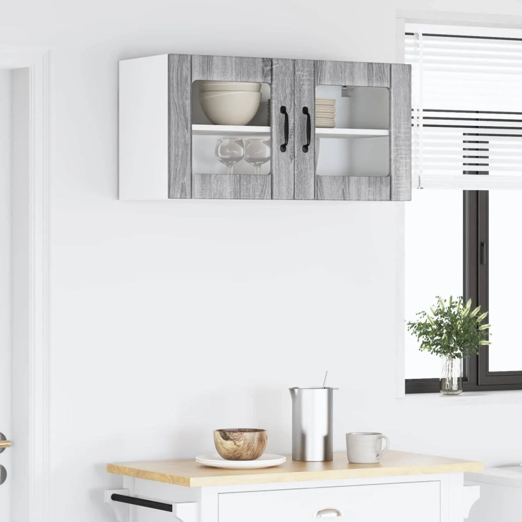 Pensile da cucina | Mobile in vetro da parete LUCCA Grigio Sonoma 80 x 31 x 40 cm