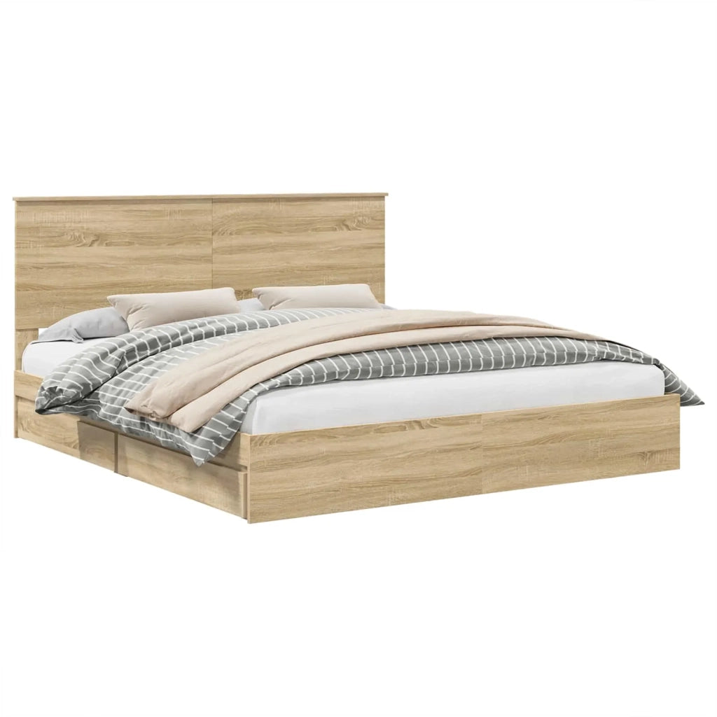 Letto con Contenitore con testiera Rovere Sonoma 180 x 200 cm