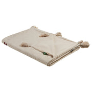 Coperta in cotone beige e marrone 130 x 180 cm copriletto in ricamo fatto a mano con motivo lama accogliente con nappe