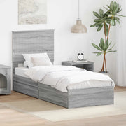Letto con Contenitore con testiera Grigio Sonoma 75 x 190 cm