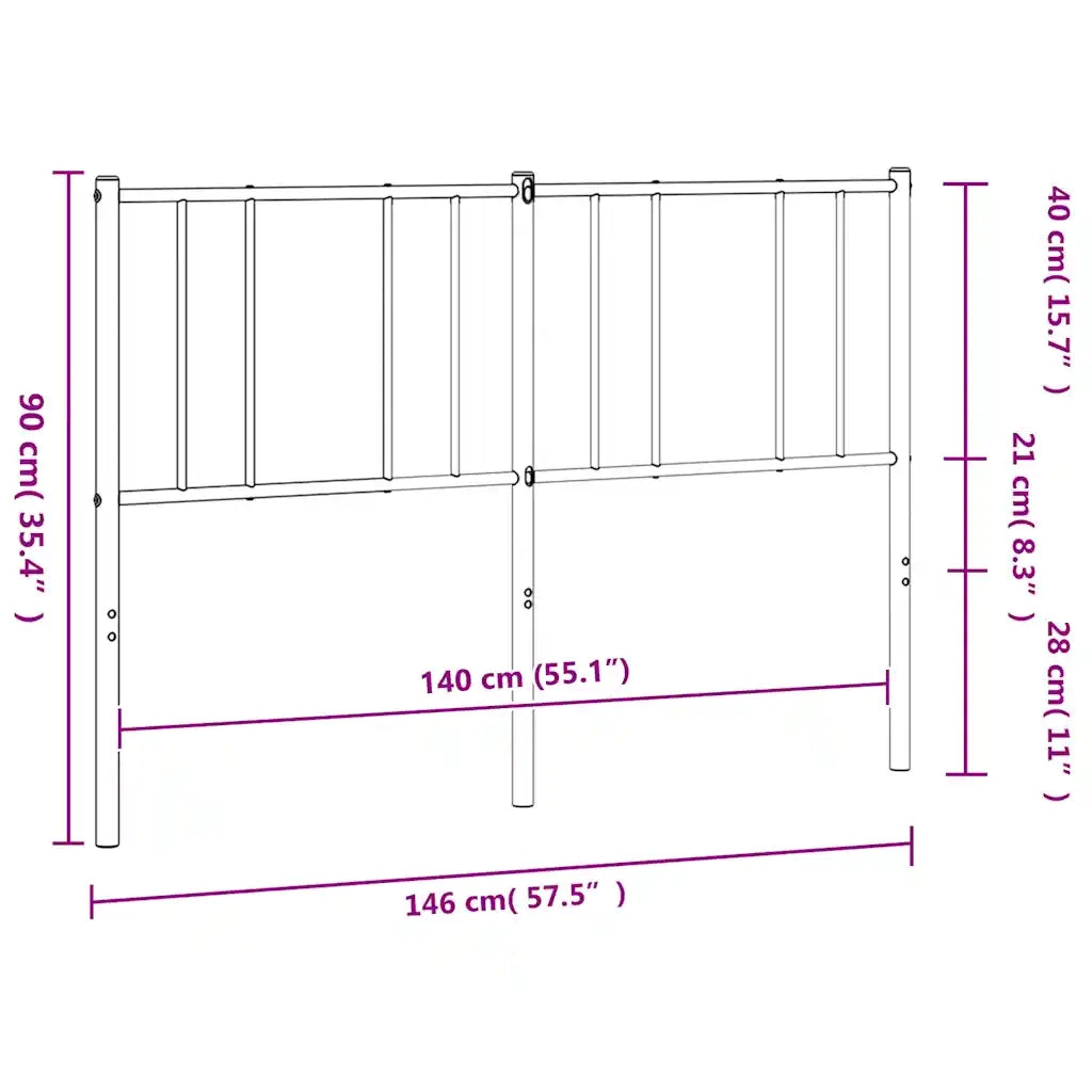 Testiera | Testata di Ricambio in Metallo Nero 140 cm