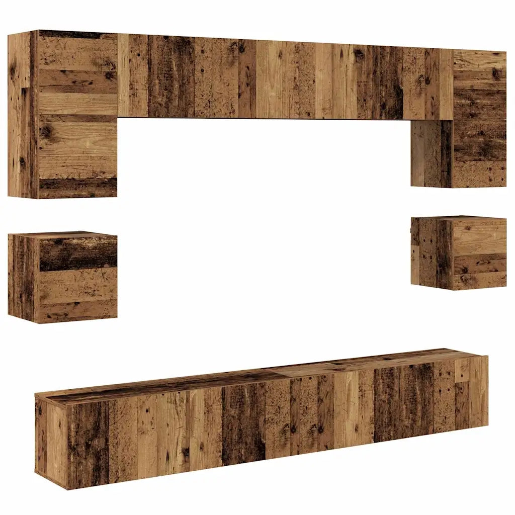 Set mobile TV 8 pz-Set di 8 Credenza per TV Legno vecchio Legno multistrato 803500