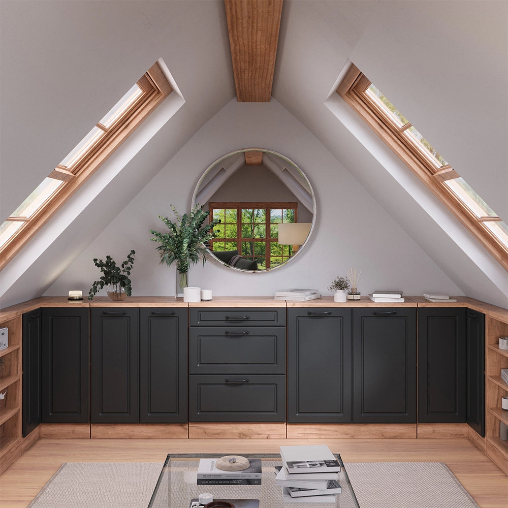 Mobile per mansarda Rion Antracite rustico/Rovere dorato 80 x 83.8 cm senza inclinazione con 2 ante Vicco