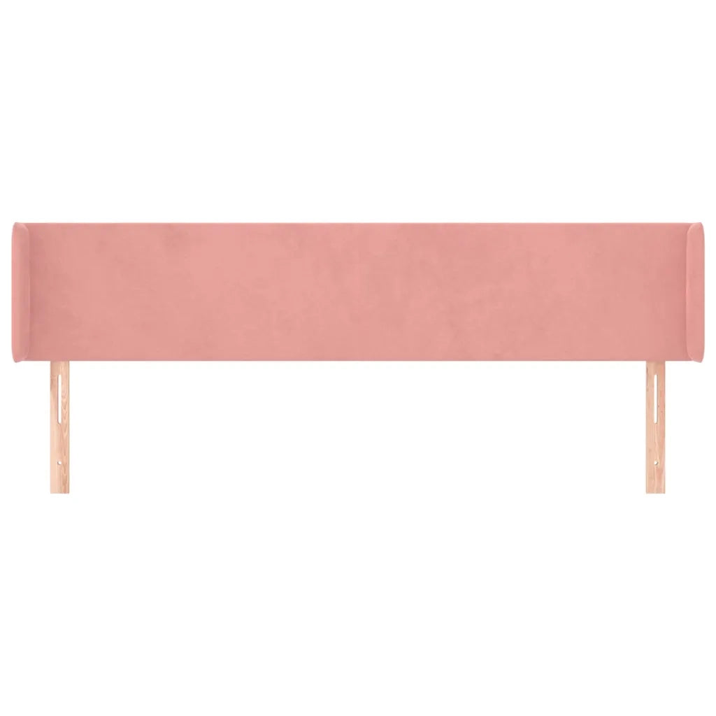 Testiera | Testata ad Orecchio Rosa 203x16x78/88 cm in Velluto