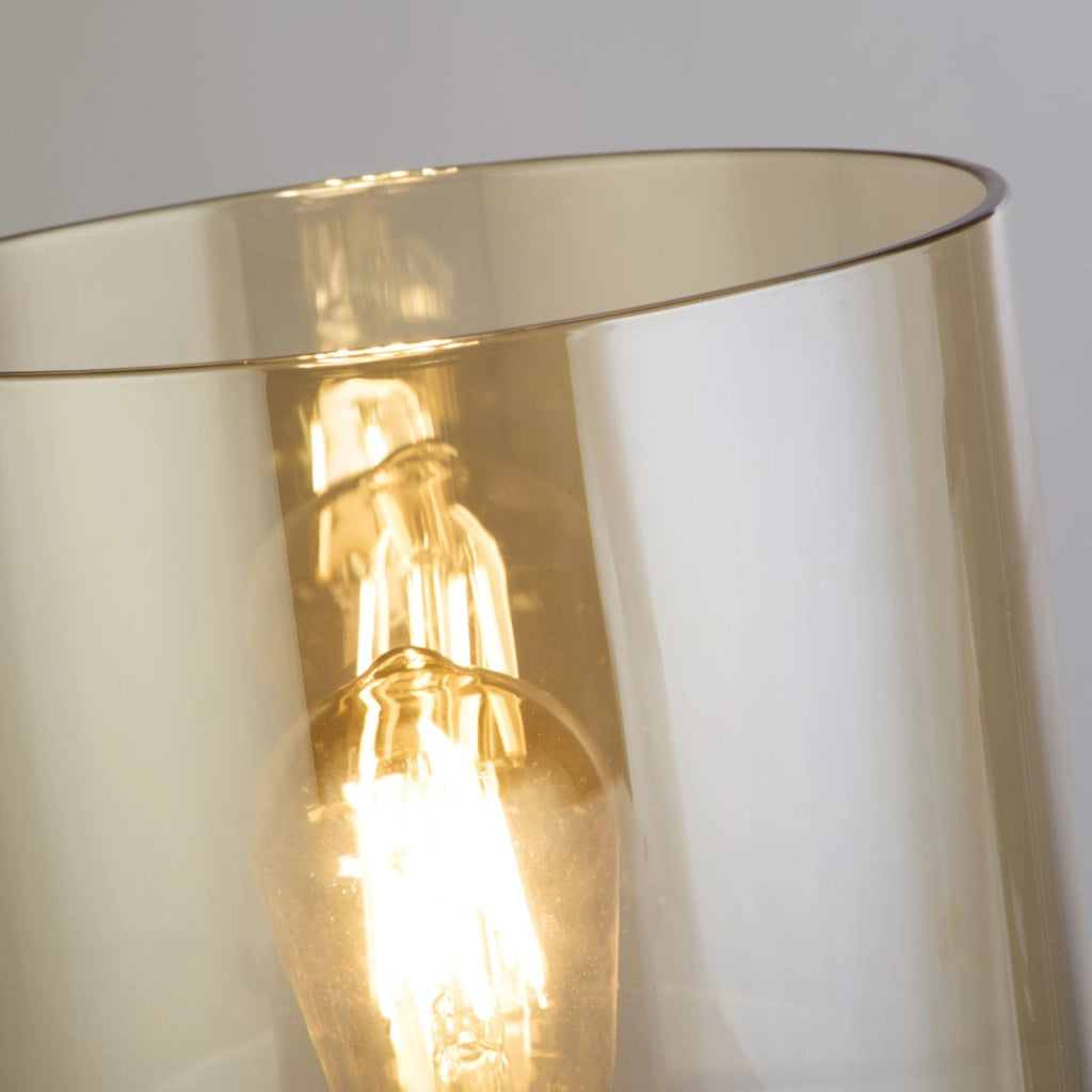 Lampada da tavolo Sweden 1Lt, metallo moka con vetro ambra