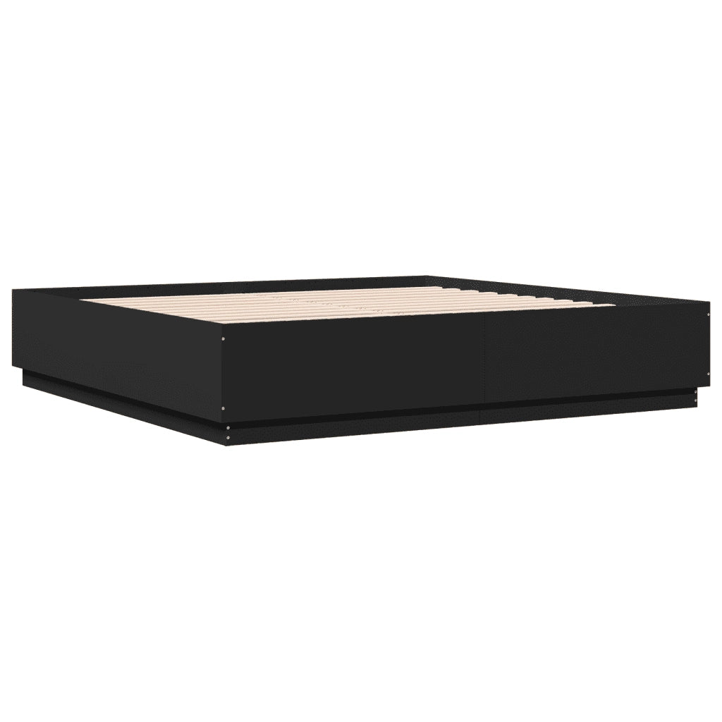 Giroletto con Luci LED Nero 200x200 cm in Legno Multistrato
