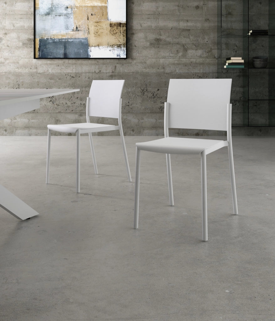 Sedia Venus di Design Moderno in Polipropilene Bianco con Struttura in Metallo, Impilabile e Resistente per Interni - Om/405/BI