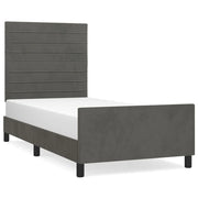 Letto singolo | Letto per adulti | Giroletto senza Materasso Grigio Scuro 80x200 cm Velluto