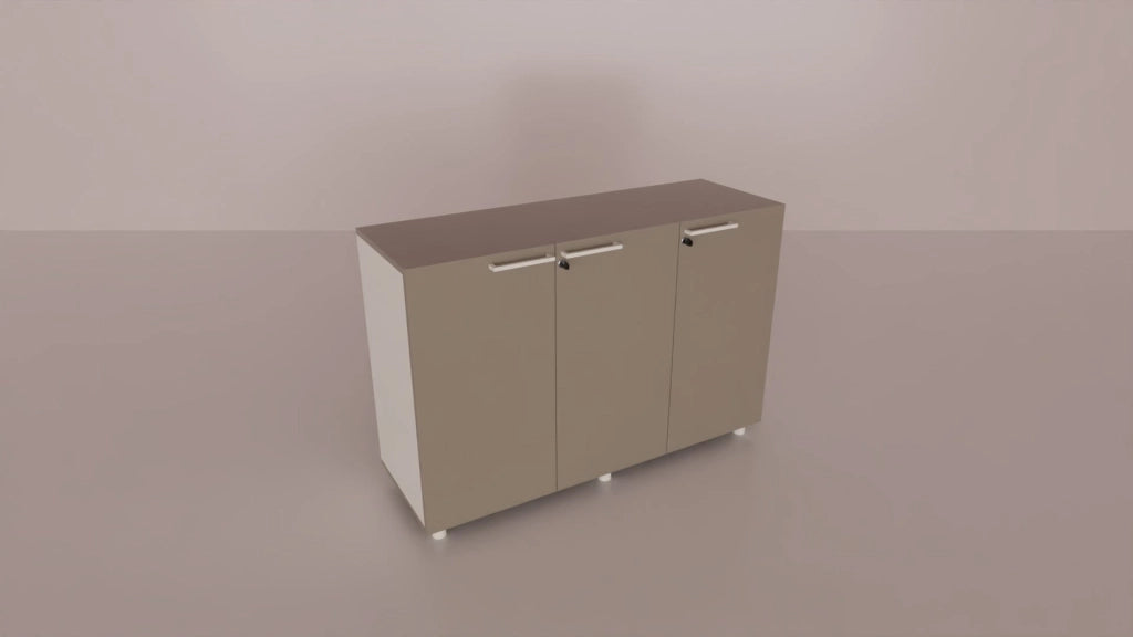 Libreria con 3 ante in vari colori in melaminico per ufficio operativo cm. 120x40x76h