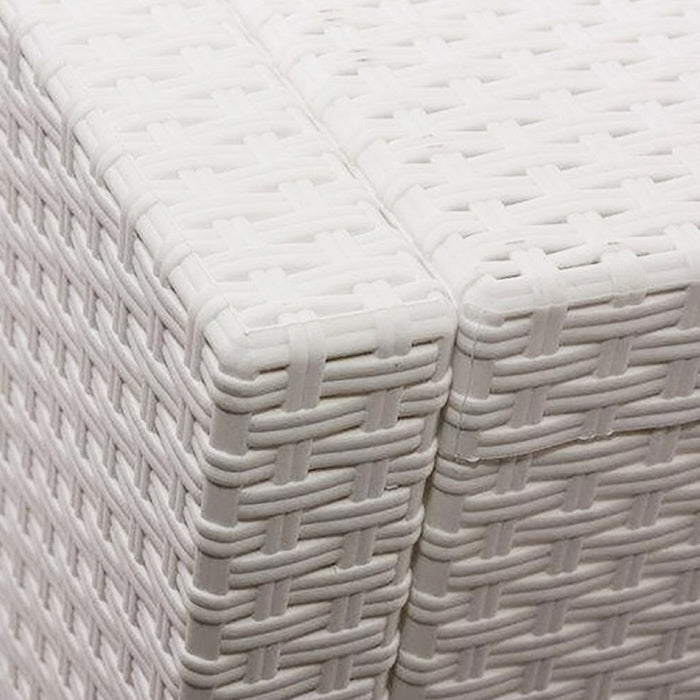 Set Salotto da Giardino Divano 2 Poltrone e Tavolino con Cuscini in Plastica Bianco