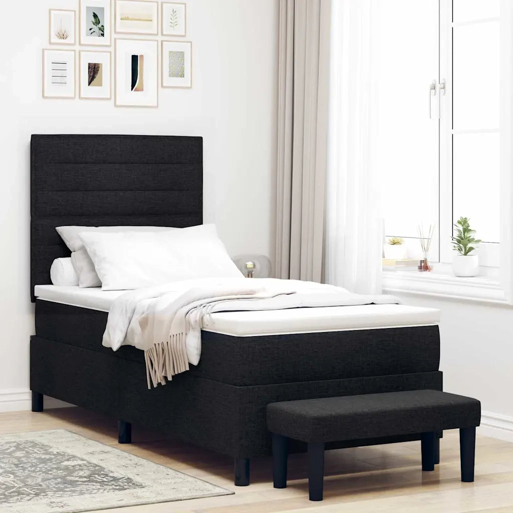 Letto a molle con testiera Nero 100 x 200 cm Tessuto 3343969