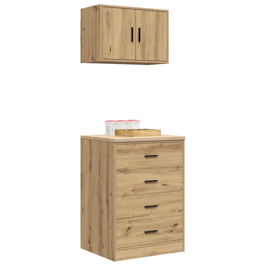 Armadi da Garage 2 pz Rovere Artigianale in Legno Multistrato 3328340