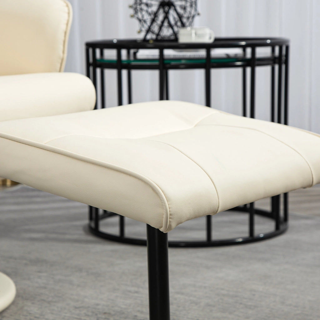 Poltrona massaggiante con poggiapiedi ¨C zephmum ¨C crema, similpelle, 76x81x105 cm
