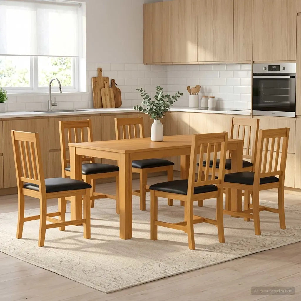 Set da pranzo 7 pz Nero Legno di Quercia Massello 3430367