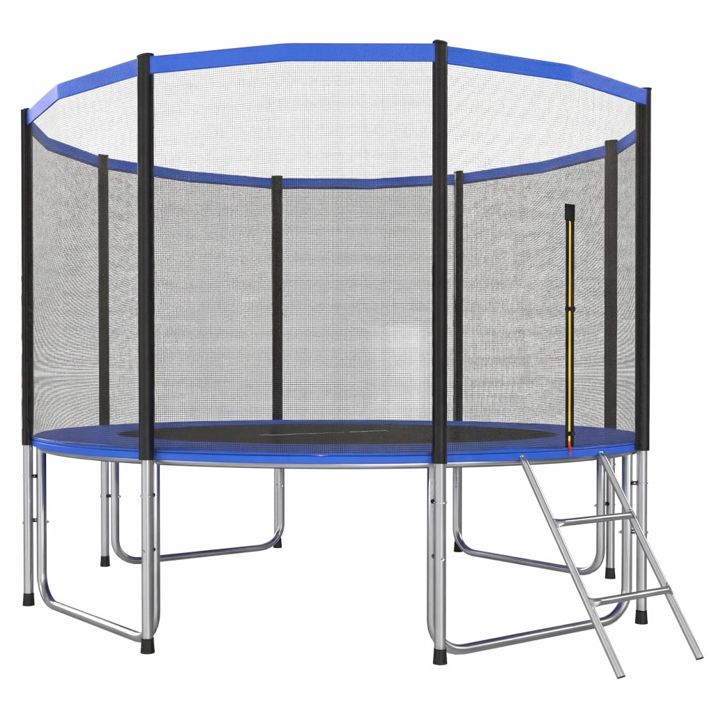 Trampolino Esterno per Bambini con Rete di Sicurezza e Scala ¨C Zephmum ¨C ?366 cm Blu