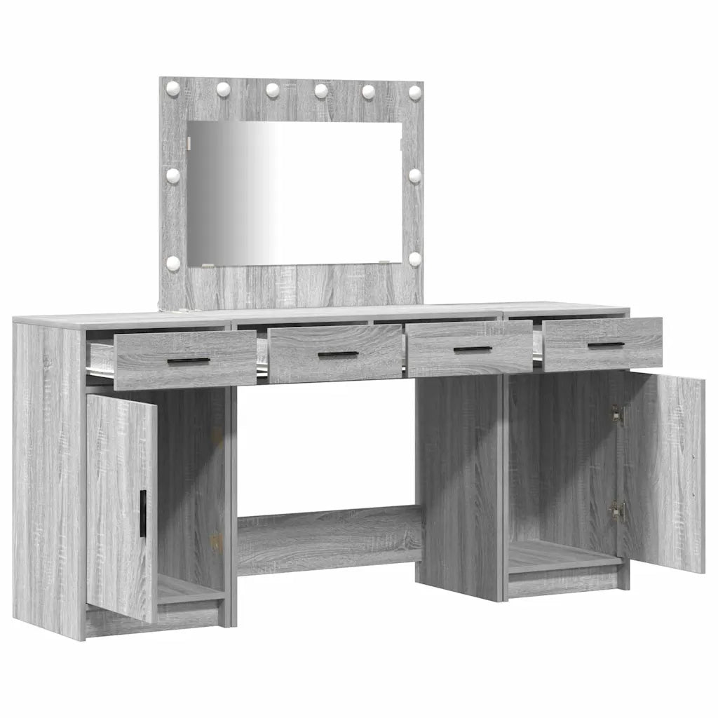 Tavolo da Trucco con cassetto 3 pcs Grigio Legno multistrato 3334250