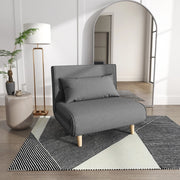 Divano letto singolo convertibile con schienale regolabile e cuscino, per relax, in lino grigio, 94 × 78 × 80 cm