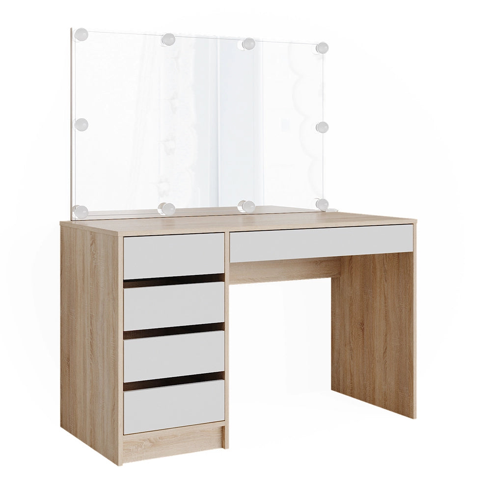 Vicco Tavolo da toeletta Bianco/Sonoma 55 cm con illuminazione a LED