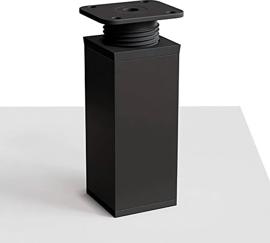 Set di 8 Supporti per Mobili - Altezza Regolabile, Nero, 100 mm, Profilo Quadrato per Armadi e Mobili