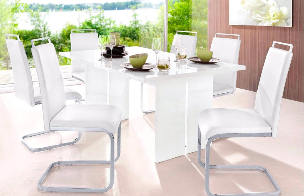Tavolo Rettangolare 160x90x75 cm Bologna Bianco Lucido