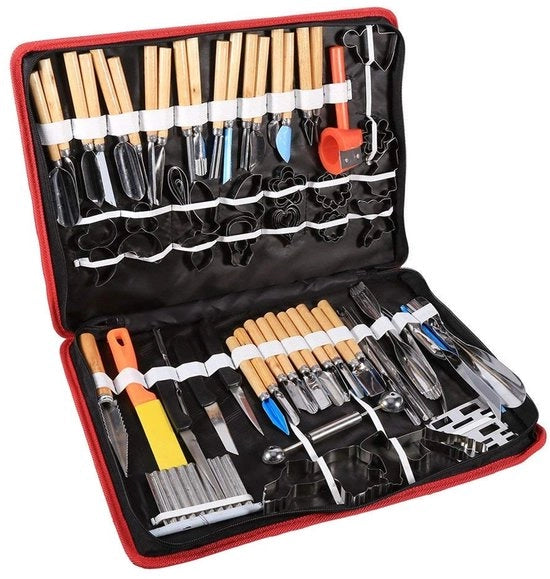 Strumenti per taglio 80 pezzi - Forme per forare - Coltelli da affettare - Puntali - Acciaio inossidabile - Alta resistenza - Dimensioni 40 x 30 cm - Aiuti per la cucina