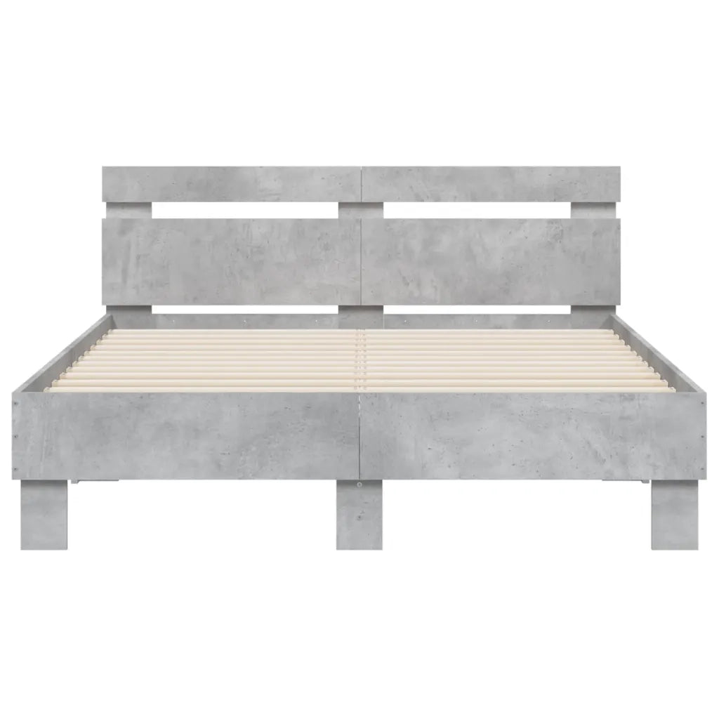 Letto matrimoniale | Letto per adulti | Giroletto Testiera Grigio Cemento 135x190 cm Legno Multistrato