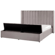 Letto velluto di colore grigio rete a doghe e cassapanca 180 x 200 cm stile moderno glam
