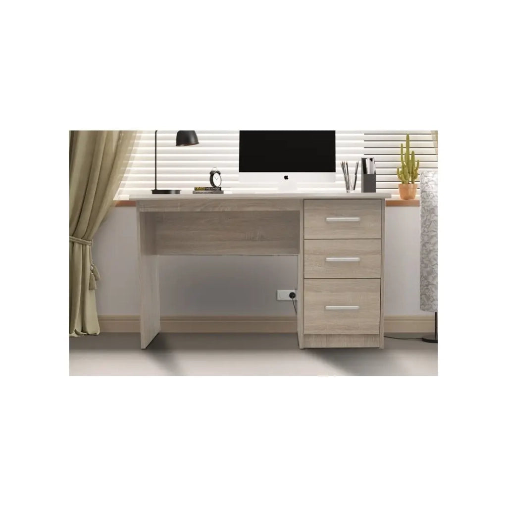 Scrivania retta PRAGA – 3 cassetti – Colore rovere sonoma – Design funzionale
