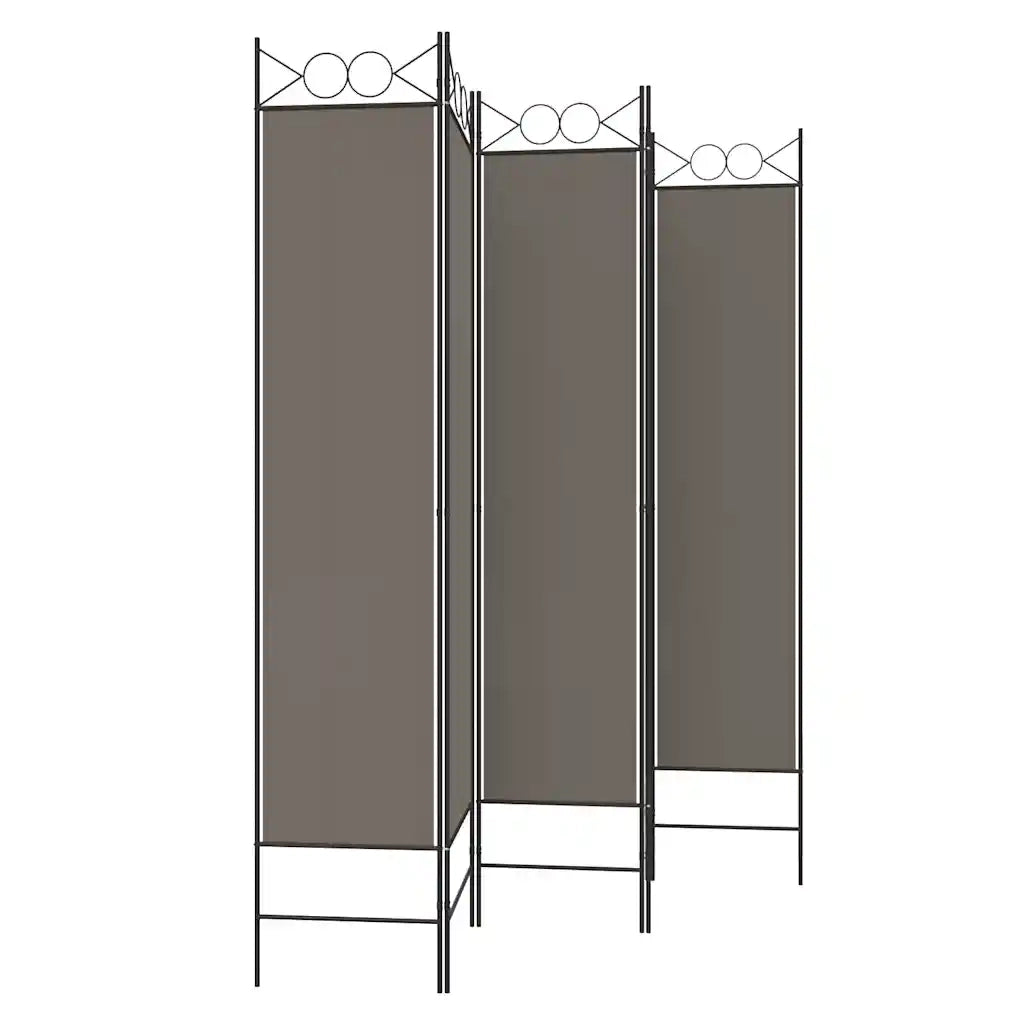 Divisorio a 5 Pannelli Antracite 200x220 cm Tessuto 350172