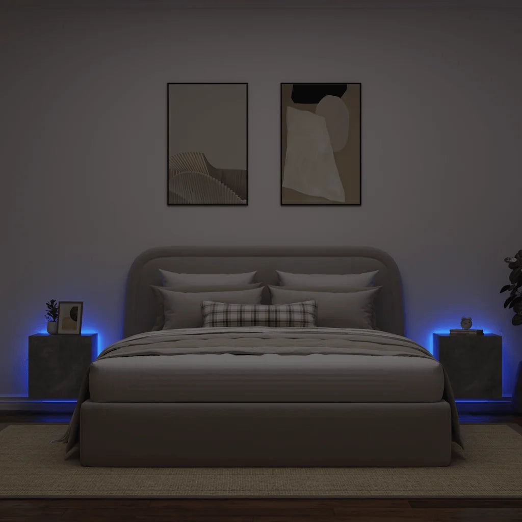 Mobili TV a Parete con Luci LED 2pz Grigio Cemento 40,5x35x40cm 837253