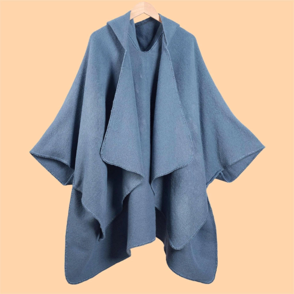 Nuovo scialle da donna con cappuccio e orlo spaccato, scialle a mantella a righe colorate alla moda