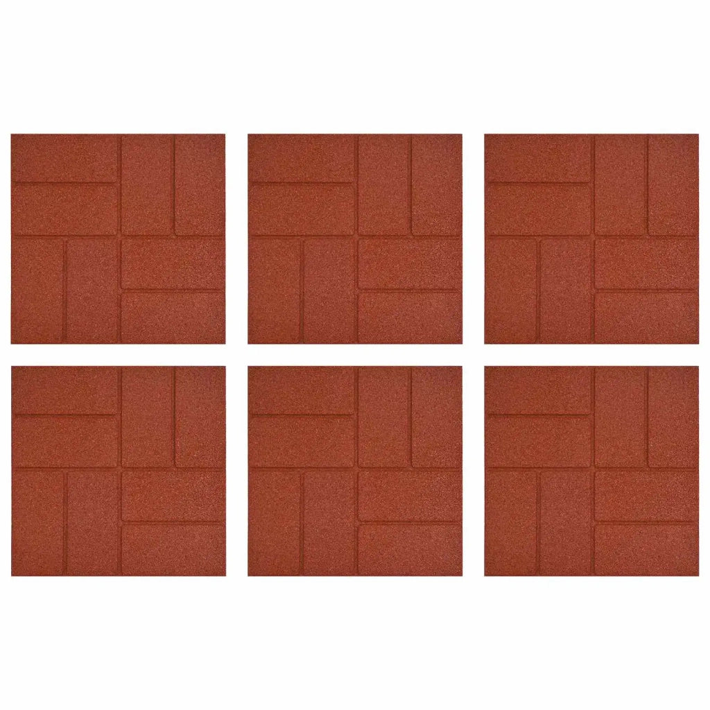 Pietra da Passo 6 pz Rosso 40,5 x 40,5 x 2 cm Gomma CFW5076697