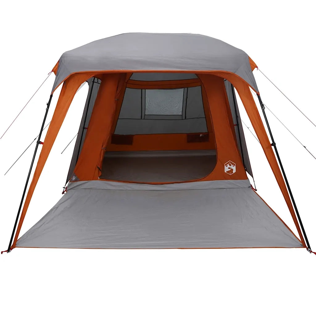Tenda da Campeggio con Portico 5 Persone-Tenda per Escursionismo Grigio e Arancione