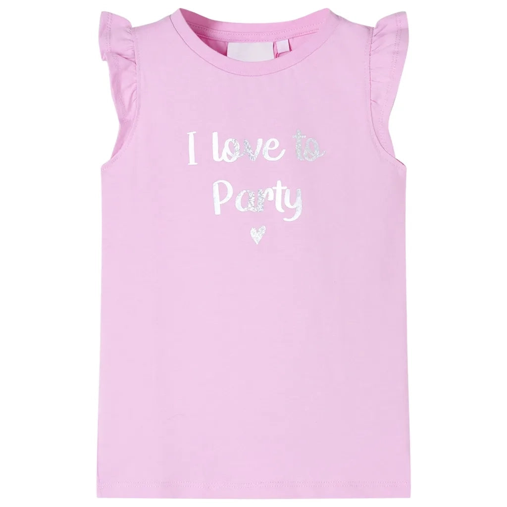 Maglietta da Bambina con Maniche Volant Lilla 128cod mxl 134001