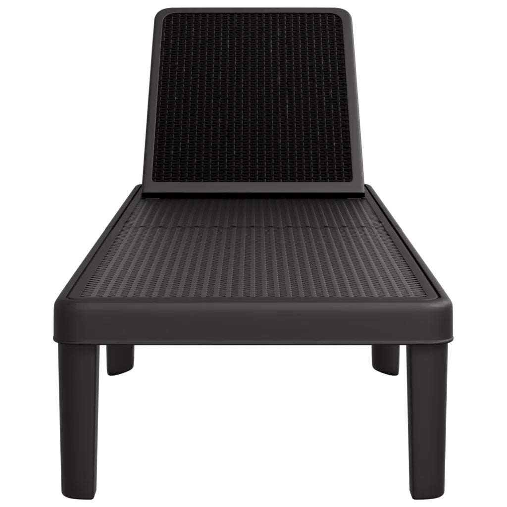 Lettino Prendisole 4 Altezze Regolabili Nero 155,5x57x28 cm iPP 4008100
