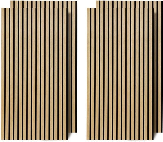 Set di 6 pannelli acustici - legno di quercia - velluto nero - 60 x 120 x 2,1 cm