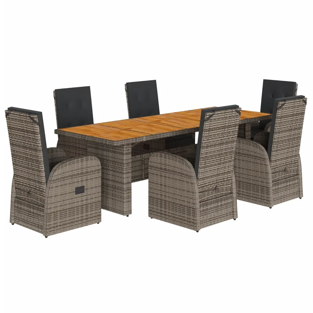 vidaXL Set da Pranzo da Giardino 7 pz con Cuscini in Polyrattan Grigio