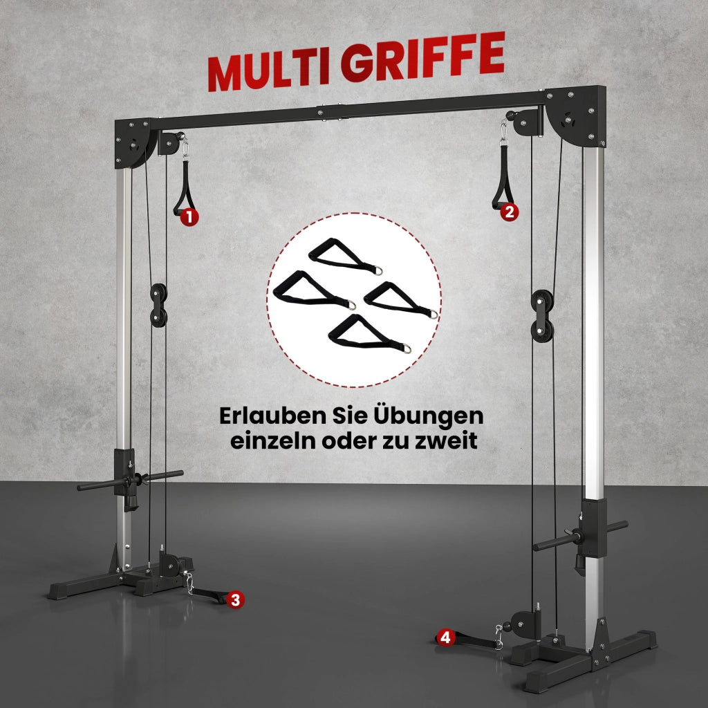Telaio Fitness Crossover ¨C Zephmum ¨C Sistema Cavi, 1-2 Persone, Acciaio Plastica Nero