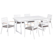Set da pranzo metallo nero grigio con cuscini di seduta in alluminio 6 sedie