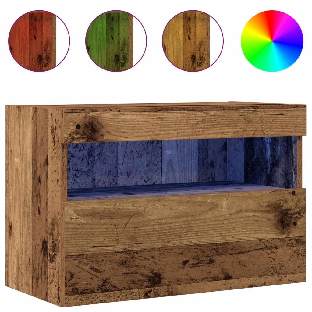 Mobile TV da parete con LED Legno vecchio 60 x 30 x 40 cm 862206