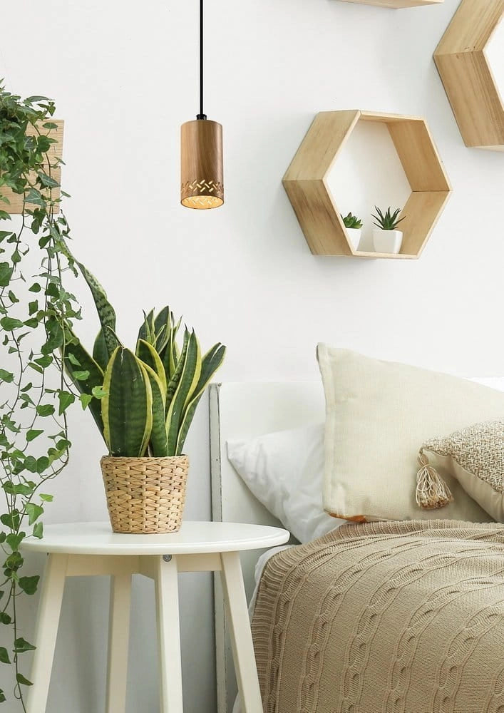 Lampada a sospensione Candellux Tubo nero/legno metallo GU10